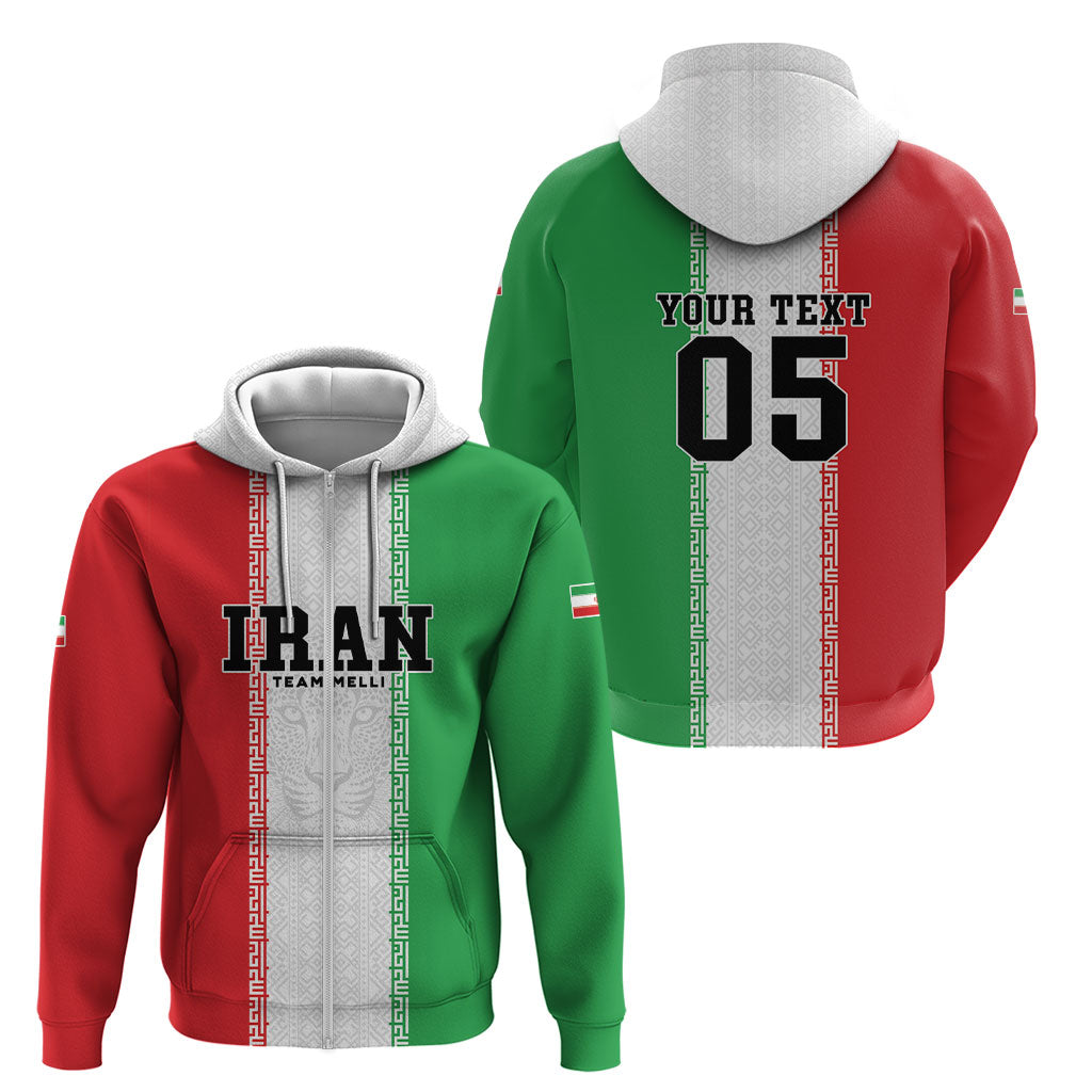 Custom Iran Football 2026 Zip Hoodie Go Team Melli Flag Style