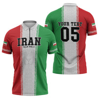 Custom Iran Football 2026 Zipper Polo Shirt Go Team Melli Flag Style