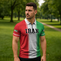 Custom Iran Football 2026 Zipper Polo Shirt Go Team Melli Flag Style