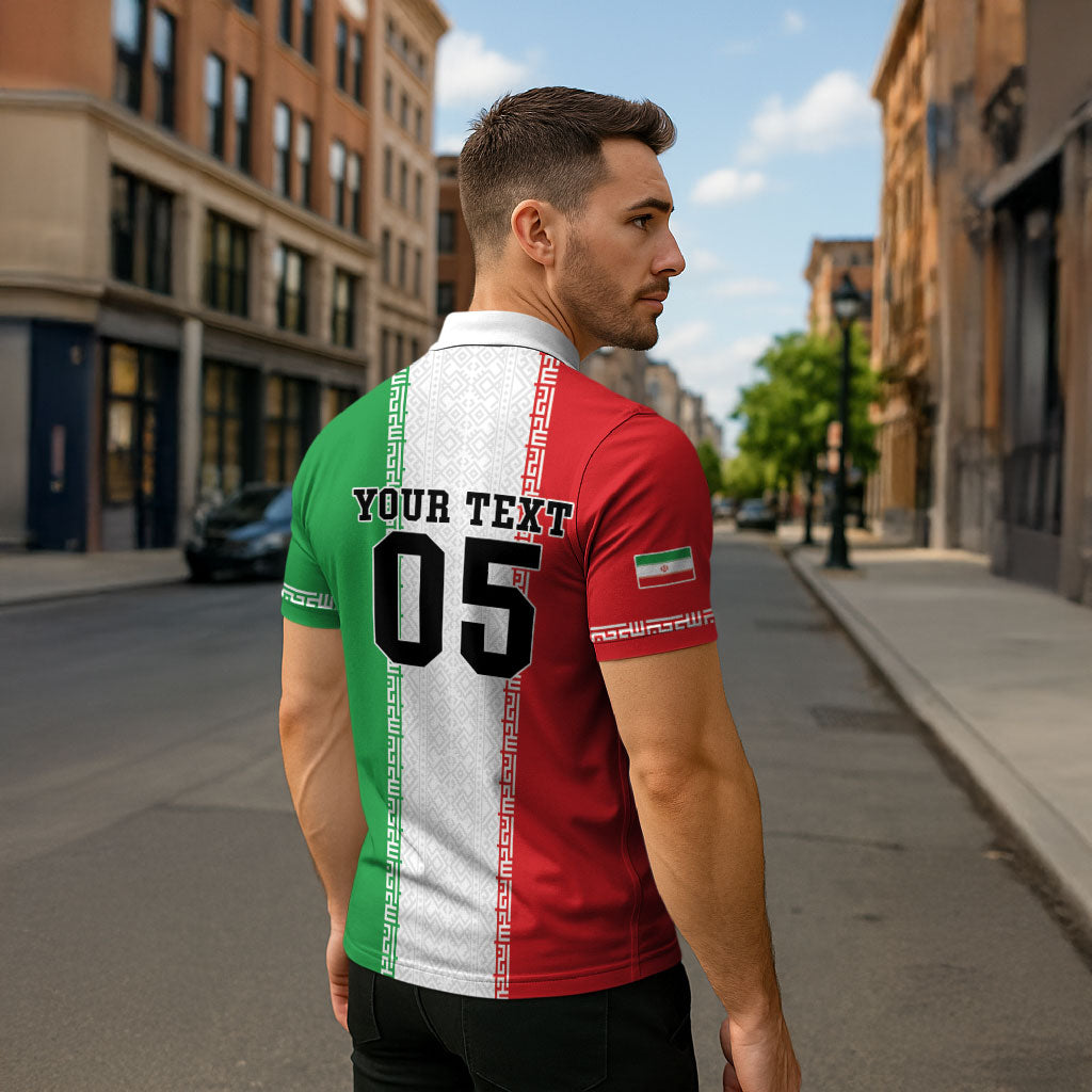 Custom Iran Football 2026 Zipper Polo Shirt Go Team Melli Flag Style