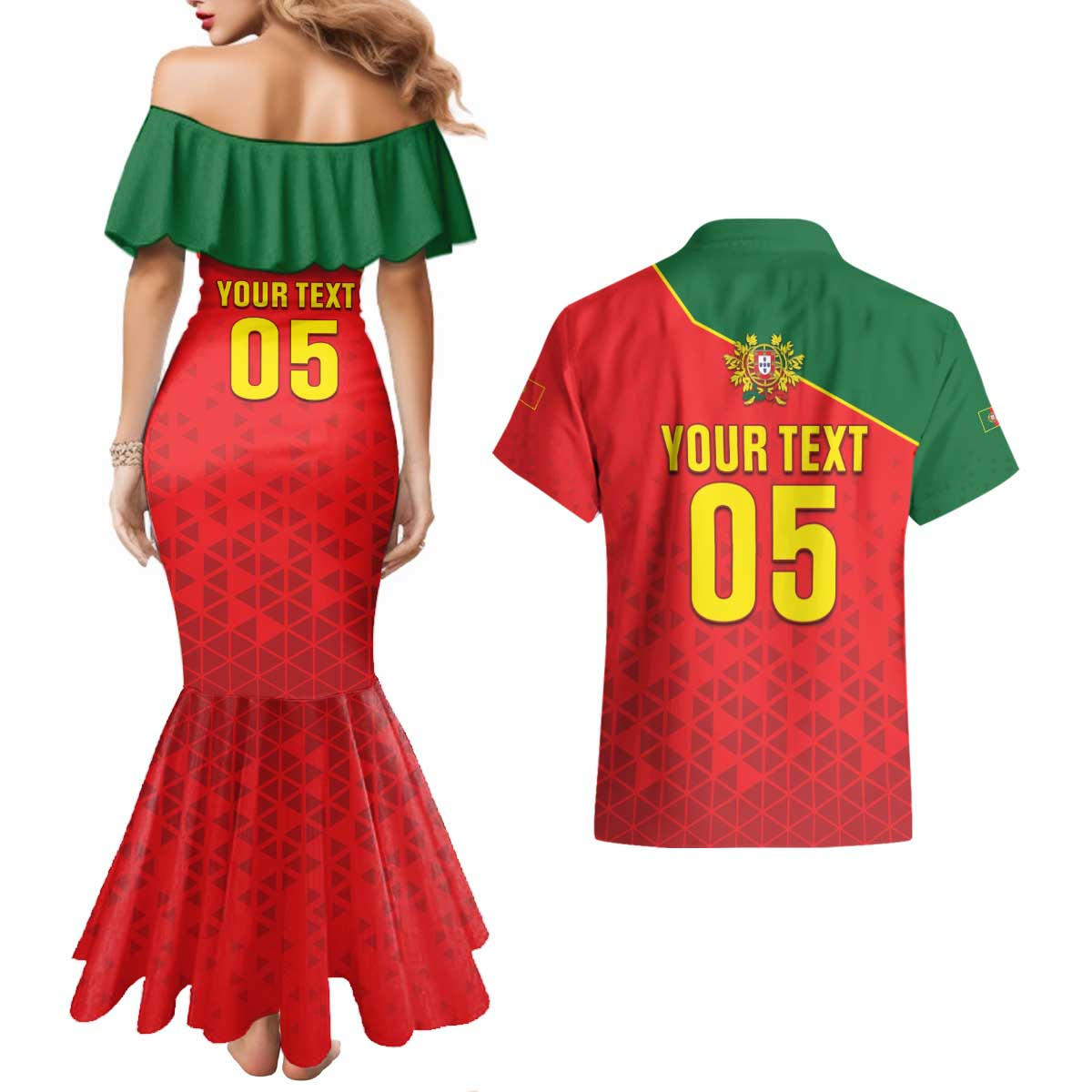 Custom Portugal 2024 Football Couples Matching Mermaid Dress and Hawaiian Shirt Go Champions A Selecao das Quinas LT05 - Wonder Print Shop