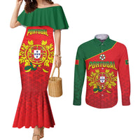 Custom Portugal 2024 Football Couples Matching Mermaid Dress and Long Sleeve Button Shirt Go Champions A Selecao das Quinas