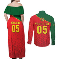 Custom Portugal 2024 Football Couples Matching Off Shoulder Maxi Dress and Long Sleeve Button Shirt Go Champions A Selecao das Quinas LT05 - Wonder Print Shop
