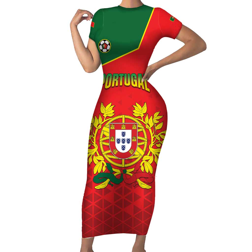 Custom Portugal 2024 Football Family Matching Short Sleeve Bodycon Dress and Hawaiian Shirt Go Champions A Selecao das Quinas LT05 - Wonder Print Shop