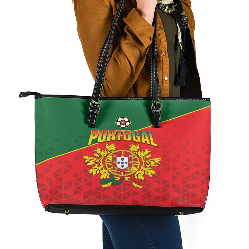 Portugal 2024 Football Leather Tote Bag Go Champions A Selecao das Quinas LT05 - Wonder Print Shop