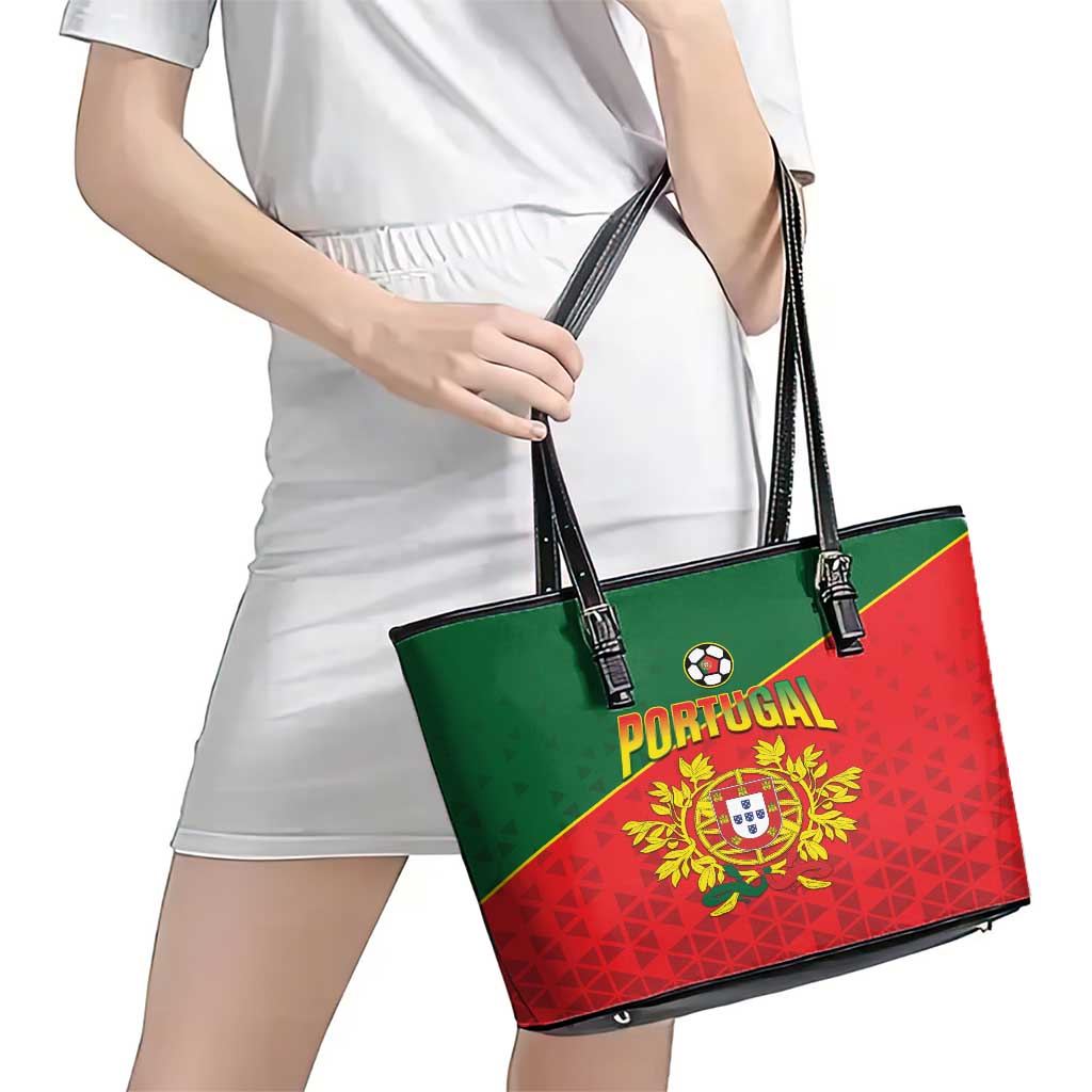 Portugal 2024 Football Leather Tote Bag Go Champions A Selecao das Quinas LT05 - Wonder Print Shop