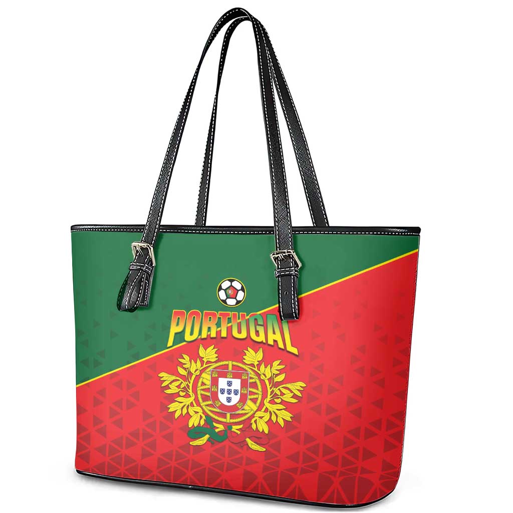Portugal 2024 Football Leather Tote Bag Go Champions A Selecao das Quinas LT05 - Wonder Print Shop