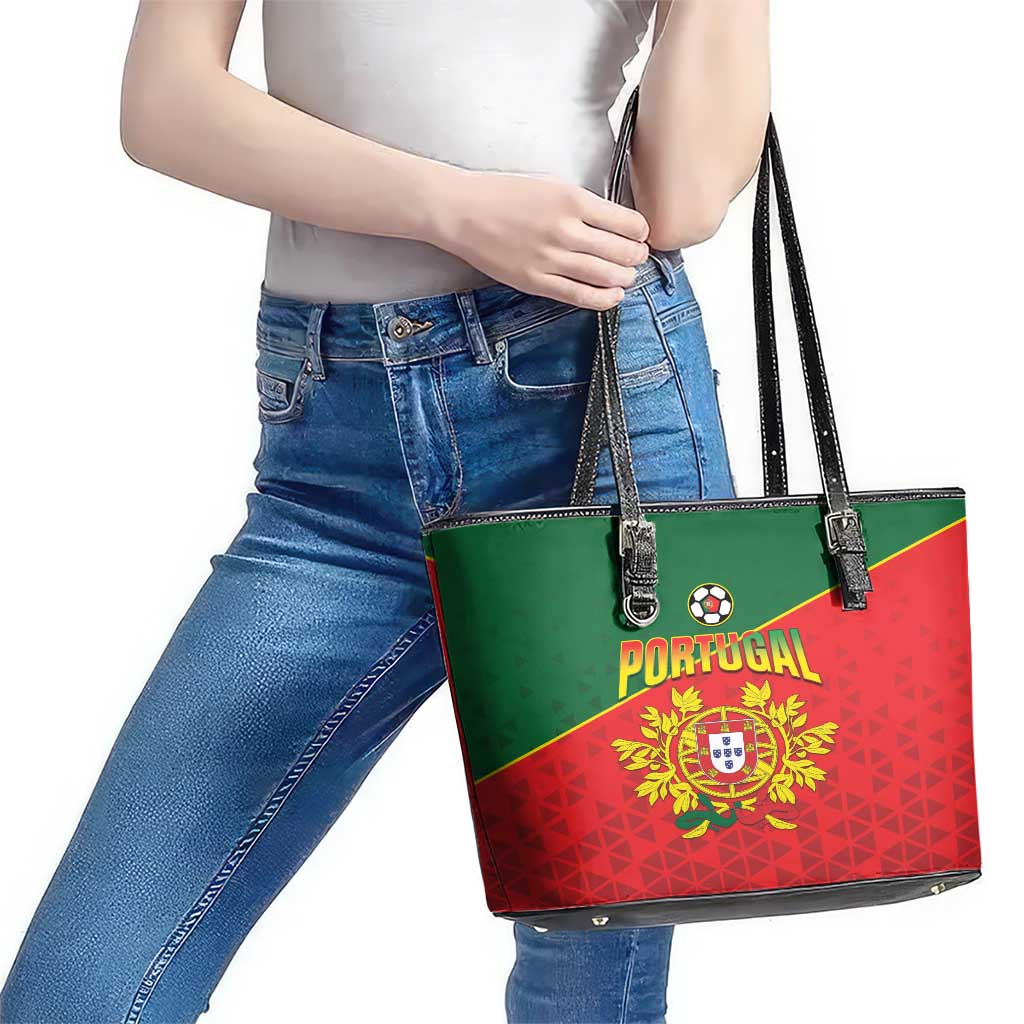 Portugal 2024 Football Leather Tote Bag Go Champions A Selecao das Quinas LT05 - Wonder Print Shop