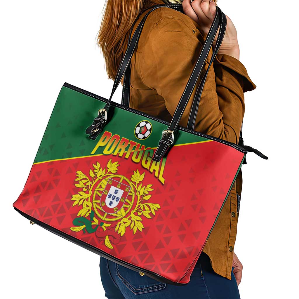 Portugal 2024 Football Leather Tote Bag Go Champions A Selecao das Quinas LT05 - Wonder Print Shop