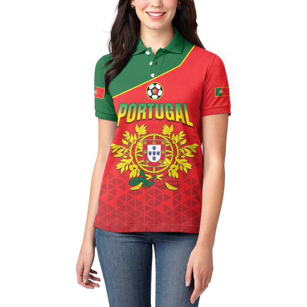 Custom Portugal 2024 Football Women Polo Shirt Go Champions A Selecao das Quinas LT05 - Wonder Print Shop