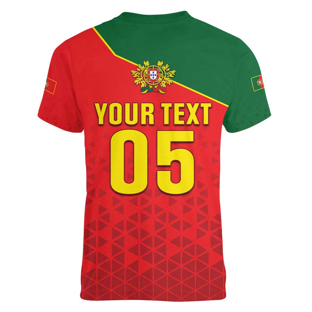 Custom Portugal 2024 Football Women V-Neck T-Shirt Go Champions A Selecao das Quinas LT05 - Wonder Print Shop