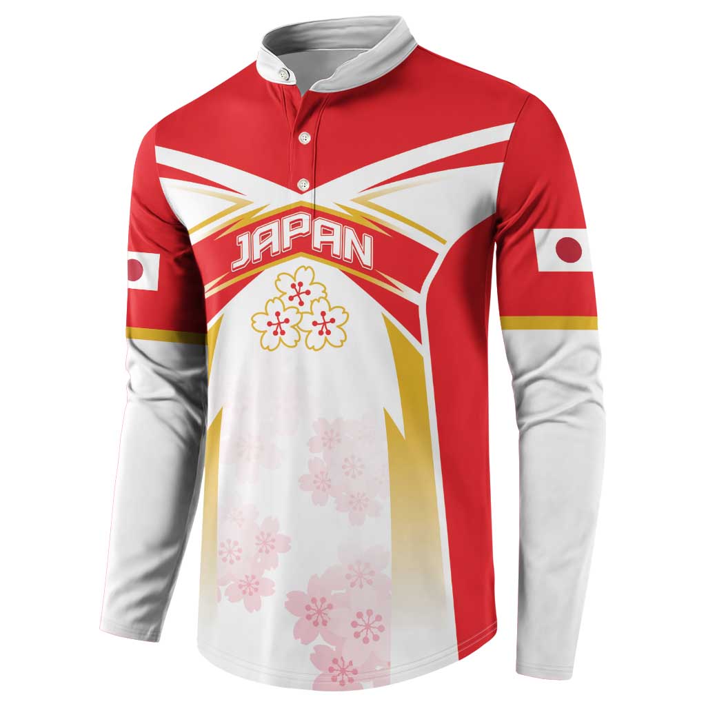 Custom Japan Rugby 2024 Button Sweatshirt Go Cherry Blossoms LT05 - Wonder Print Shop