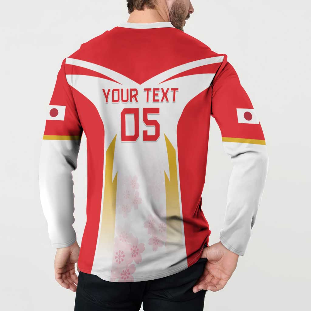 Custom Japan Rugby 2024 Button Sweatshirt Go Cherry Blossoms LT05 - Wonder Print Shop