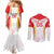 Custom Japan Rugby 2024 Couples Matching Mermaid Dress and Long Sleeve Button Shirt Go Cherry Blossoms