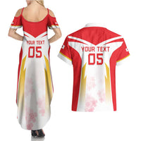Custom Japan Rugby 2024 Couples Matching Summer Maxi Dress and Hawaiian Shirt Go Cherry Blossoms LT05 - Wonder Print Shop