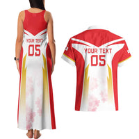Custom Japan Rugby 2024 Couples Matching Tank Maxi Dress and Hawaiian Shirt Go Cherry Blossoms LT05 - Wonder Print Shop