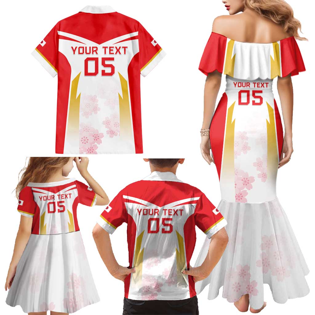 Custom Japan Rugby 2024 Family Matching Mermaid Dress and Hawaiian Shirt Go Cherry Blossoms LT05 - Wonder Print Shop