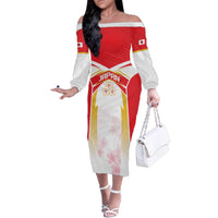 Custom Japan Rugby 2024 Family Matching Off The Shoulder Long Sleeve Dress and Hawaiian Shirt Go Cherry Blossoms LT05 - Wonder Print Shop