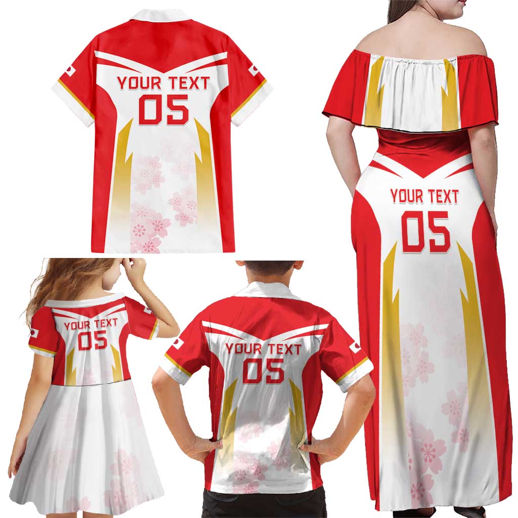 Custom Japan Rugby 2024 Family Matching Off Shoulder Maxi Dress and Hawaiian Shirt Go Cherry Blossoms LT05 - Wonder Print Shop