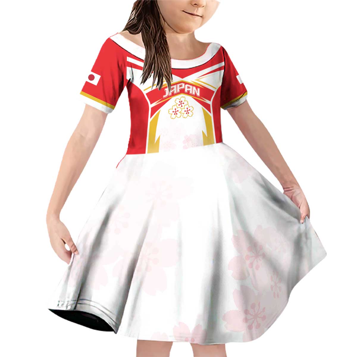 Custom Japan Rugby 2024 Family Matching Off Shoulder Short Dress and Hawaiian Shirt Go Cherry Blossoms LT05 - Wonder Print Shop