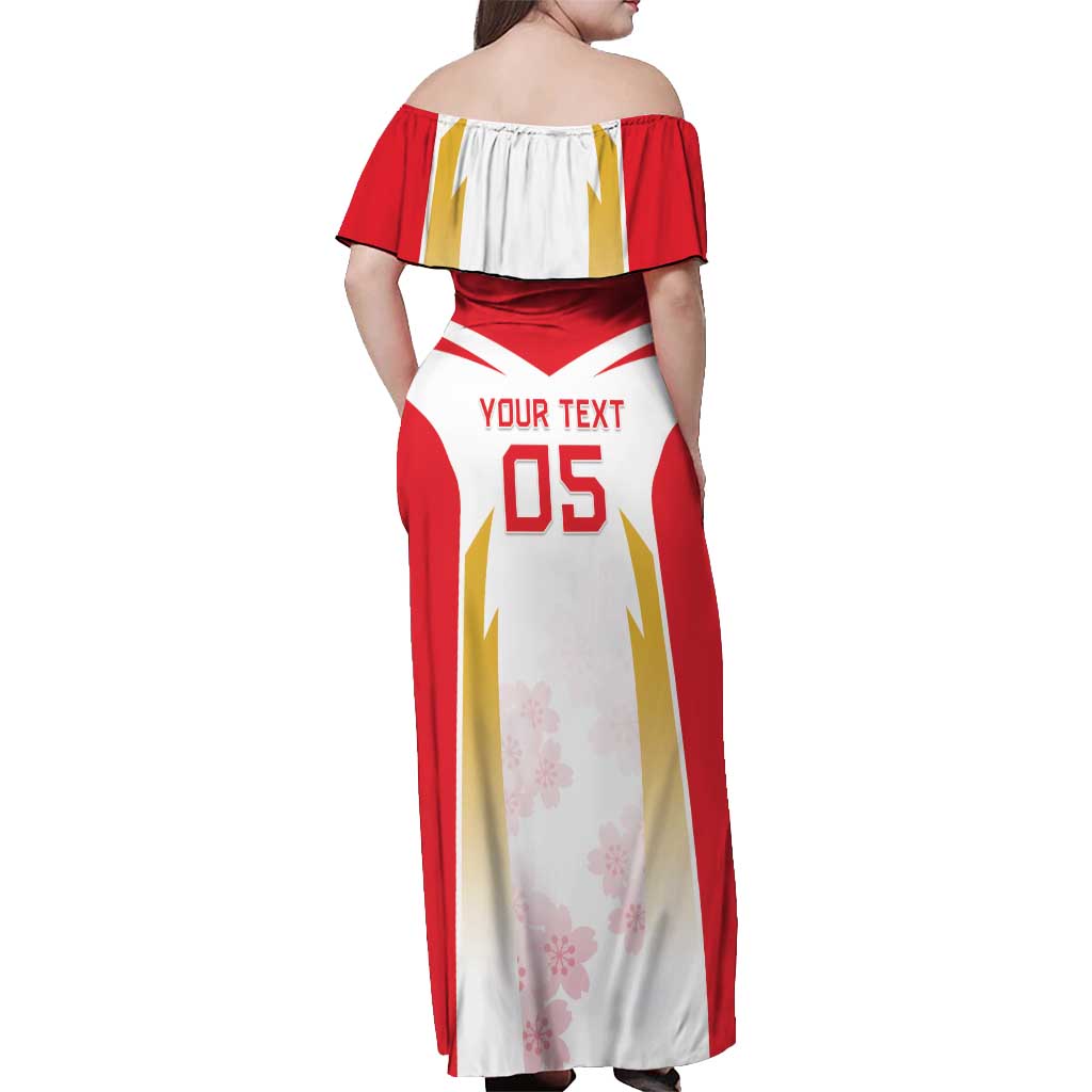 Custom Japan Rugby 2024 Off Shoulder Maxi Dress Go Cherry Blossoms LT05 - Wonder Print Shop