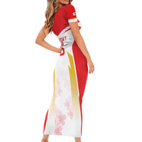 Custom Japan Rugby 2024 Short Sleeve Bodycon Dress Go Cherry Blossoms LT05 - Wonder Print Shop