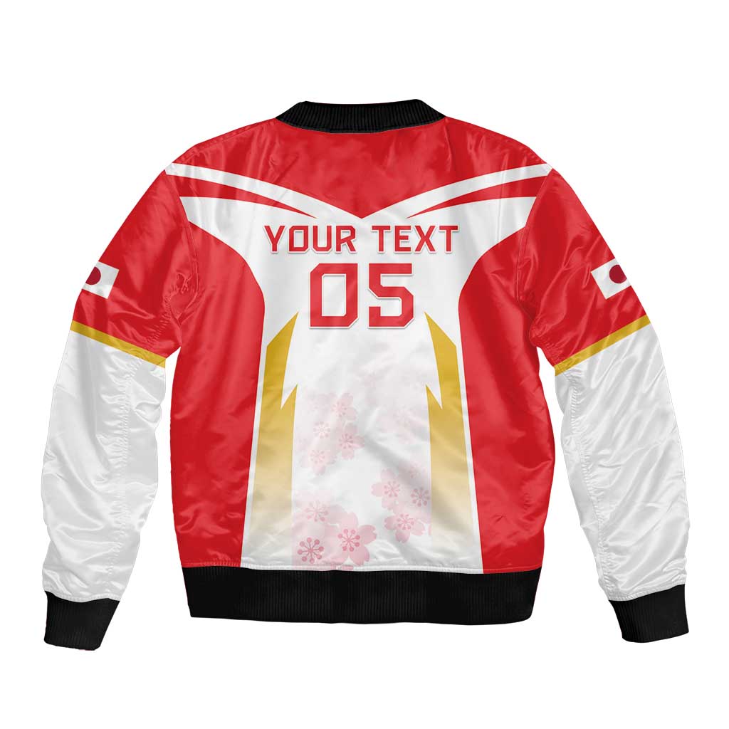 Custom Japan Rugby 2024 Sleeve Zip Bomber Jacket Go Cherry Blossoms LT05 - Wonder Print Shop