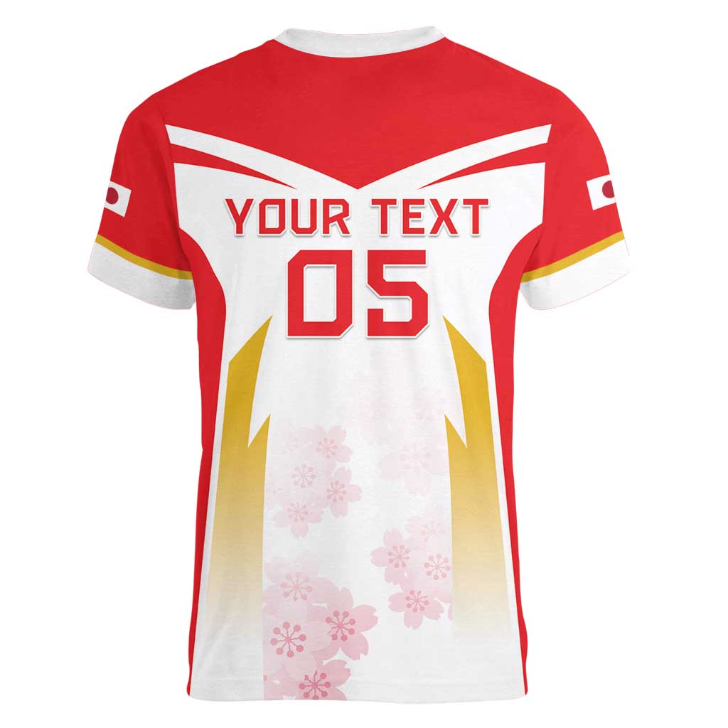 Custom Japan Rugby 2024 Women V-Neck T-Shirt Go Cherry Blossoms LT05 - Wonder Print Shop