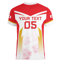 Custom Japan Rugby 2024 Women V-Neck T-Shirt Go Cherry Blossoms LT05 - Wonder Print Shop