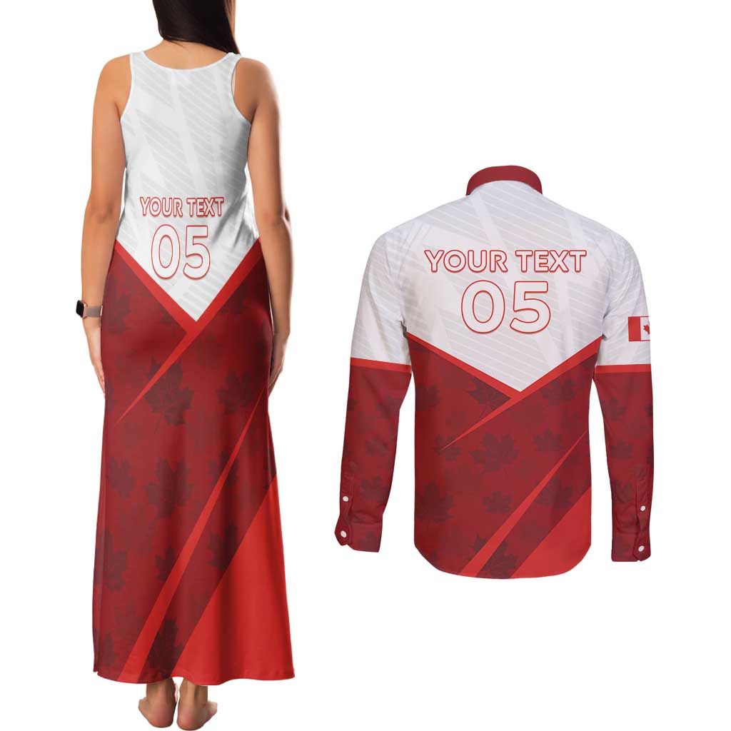 Custom Canada Rugby 2024 Couples Matching Tank Maxi Dress and Long Sleeve Button Shirt Go Canada Simple Style LT05 - Wonder Print Shop