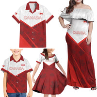 Custom Canada Rugby 2024 Family Matching Off Shoulder Maxi Dress and Hawaiian Shirt Go Canada Simple Style LT05 - Wonder Print Shop