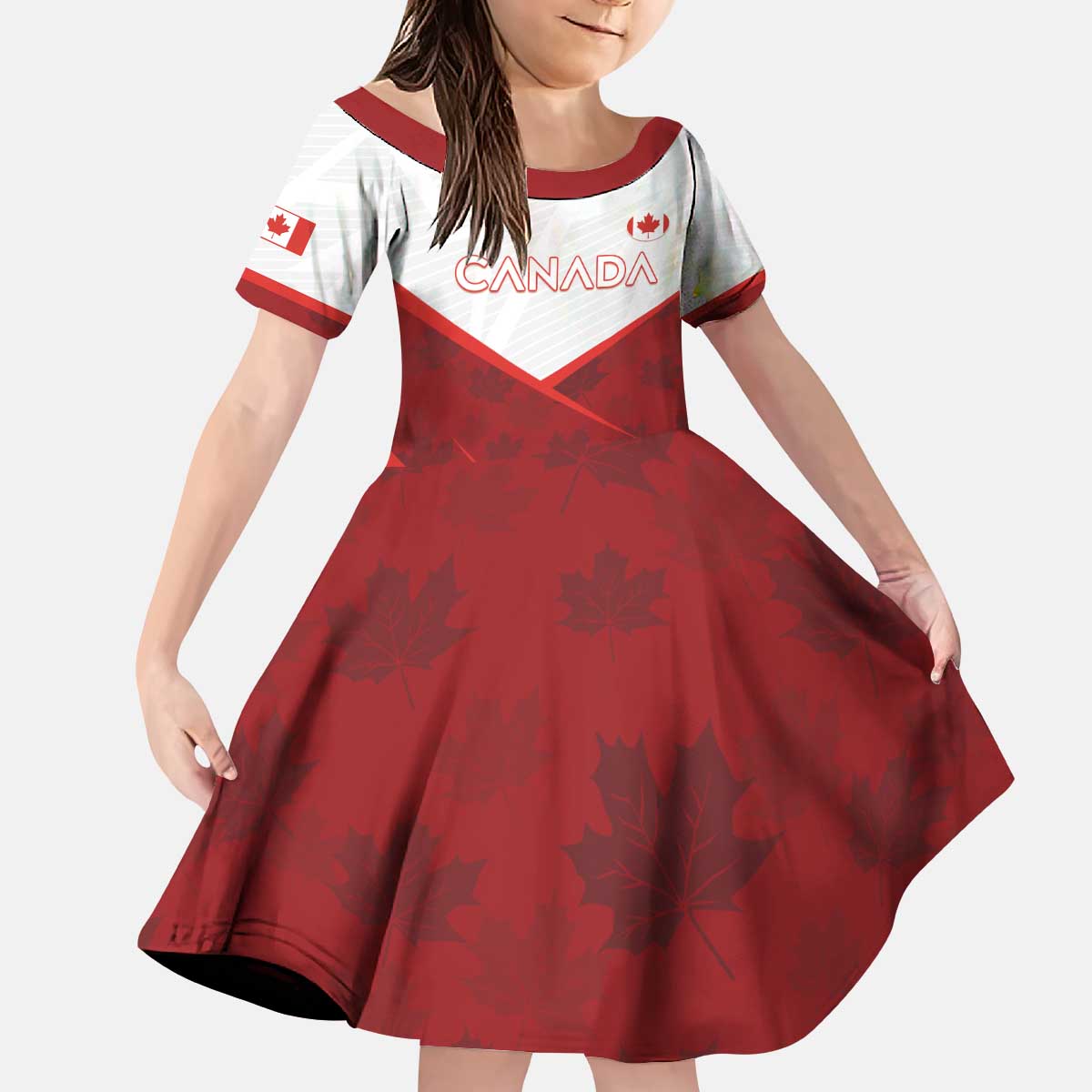 Custom Canada Rugby 2024 Kid Short Sleeve Dress Go Canada Simple Style LT05 - Wonder Print Shop