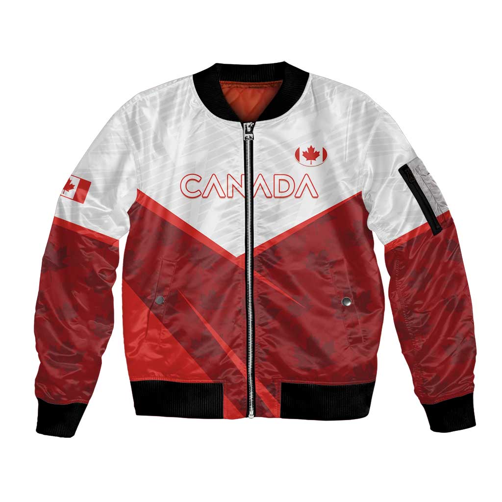 Custom Canada Rugby 2024 Sleeve Zip Bomber Jacket Go Canada Simple Style LT05 - Wonder Print Shop