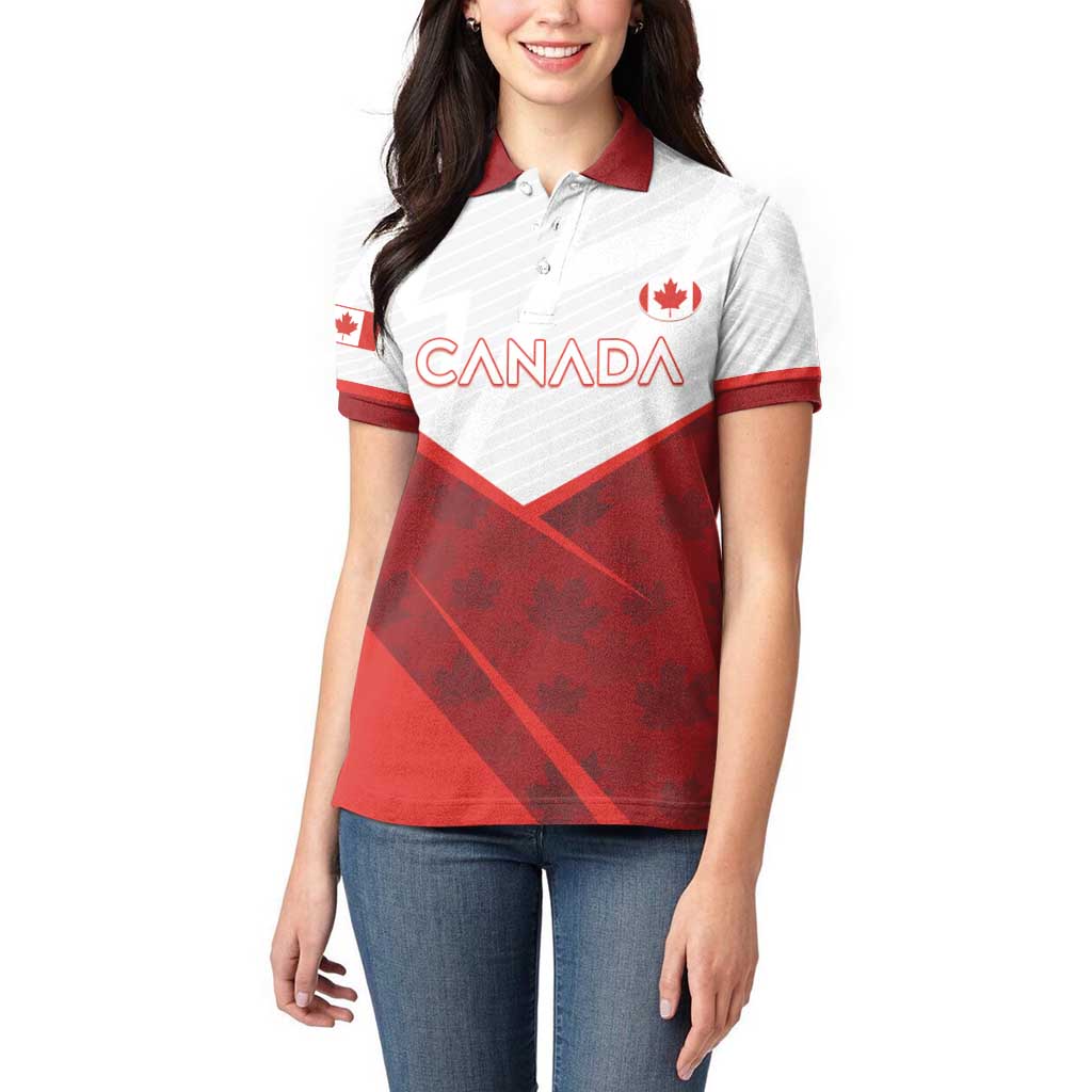 Custom Canada Rugby 2024 Women Polo Shirt Go Canada Simple Style LT05 - Wonder Print Shop