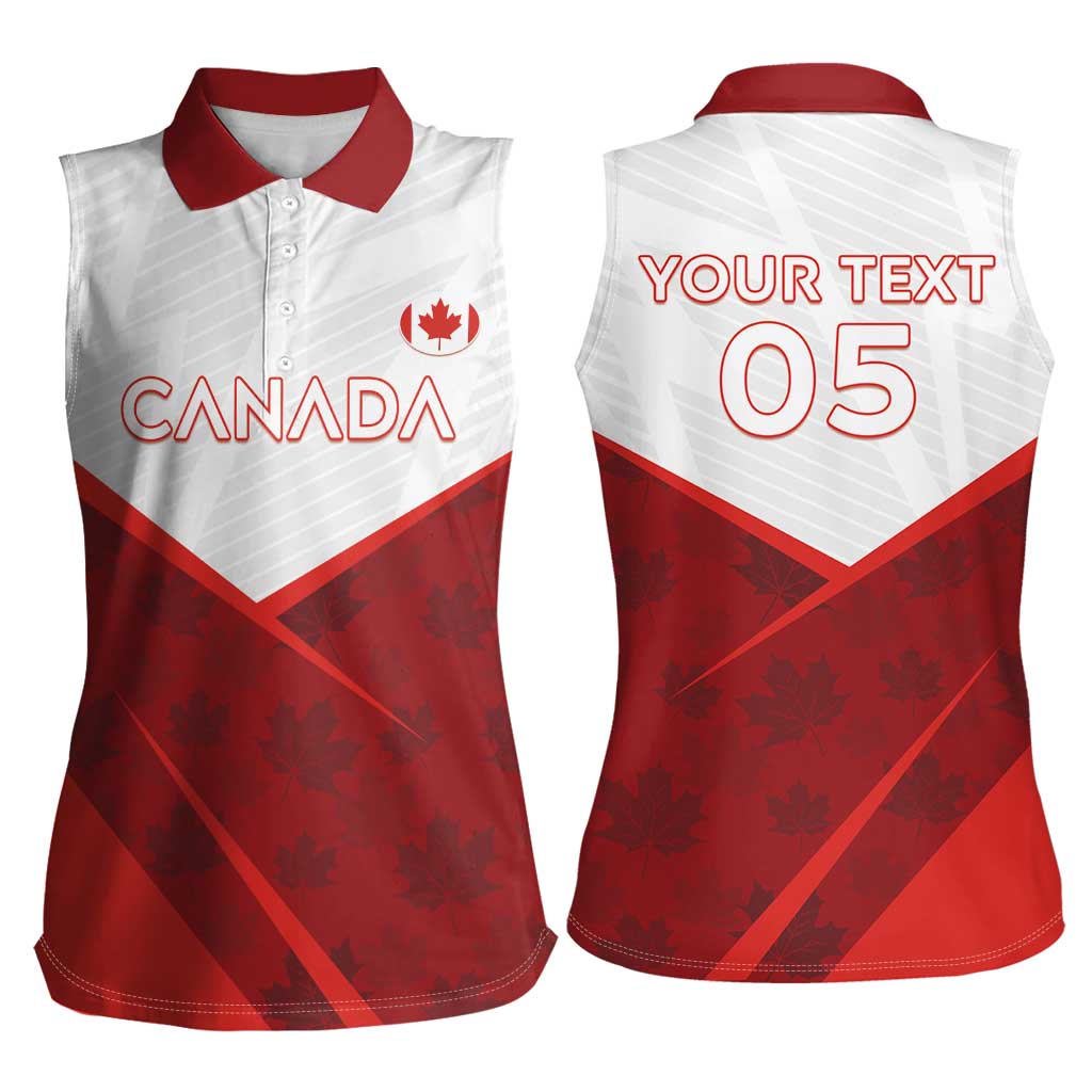Custom Canada Rugby 2024 Women Sleeveless Polo Shirt Go Canada Simple Style LT05 - Wonder Print Shop