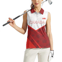 Custom Canada Rugby 2024 Women Sleeveless Polo Shirt Go Canada Simple Style LT05 - Wonder Print Shop