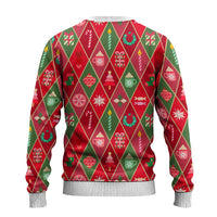 Red Argyle Christmas Pattern Ugly Christmas Sweater - Wonder Print Shop