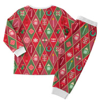 Red Argyle Christmas Pattern Christmas Pajama Set - Wonder Print Shop