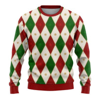 Red And Green Christmas Argyle Pattern Ugly Christmas Sweater - Wonder Print Shop