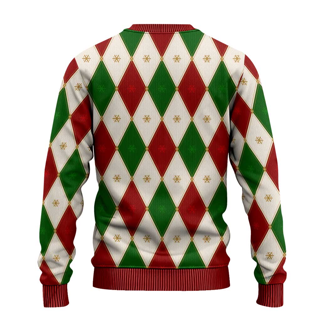Red And Green Christmas Argyle Pattern Ugly Christmas Sweater - Wonder Print Shop