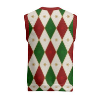 Red And Green Christmas Argyle Pattern Christmas Knitted V-Neck Vest - Wonder Print Shop