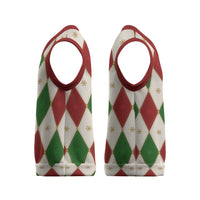 Red And Green Christmas Argyle Pattern Christmas Knitted V-Neck Vest - Wonder Print Shop