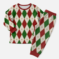 Red And Green Christmas Argyle Pattern Christmas Pajama Set - Wonder Print Shop