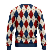 Blue And Red Christmas Argyle Pattern Ugly Christmas Sweater - Wonder Print Shop