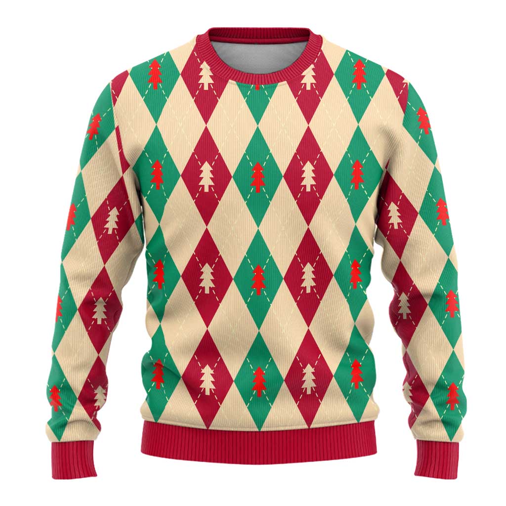 Green And Red Diamond Christmas Pattern Ugly Christmas Sweater - Wonder Print Shop