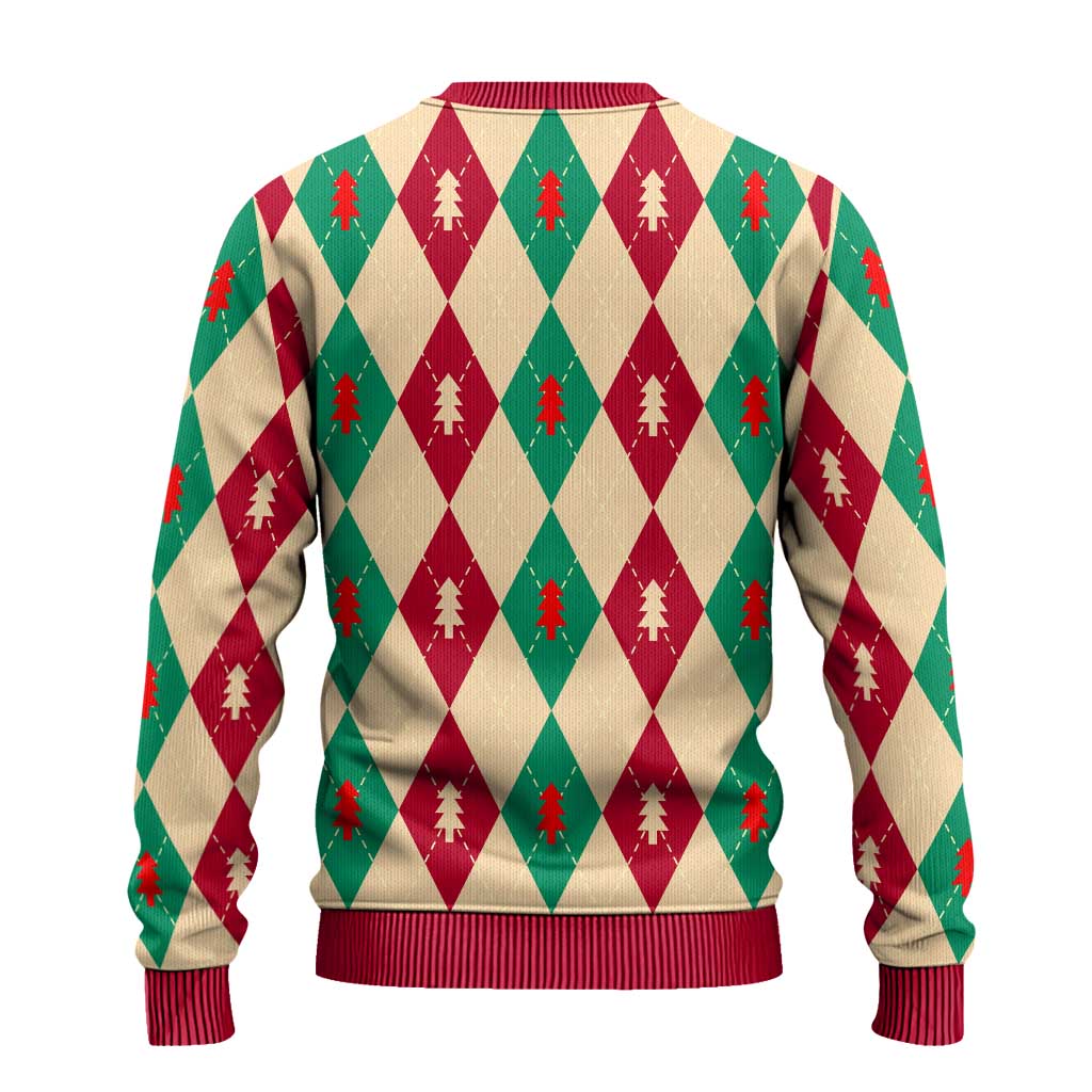 Green And Red Diamond Christmas Pattern Ugly Christmas Sweater - Wonder Print Shop