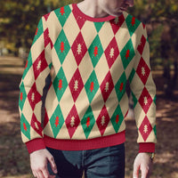Green And Red Diamond Christmas Pattern Ugly Christmas Sweater - Wonder Print Shop