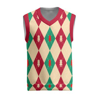 Green And Red Diamond Christmas Pattern Christmas Knitted V-Neck Vest - Wonder Print Shop