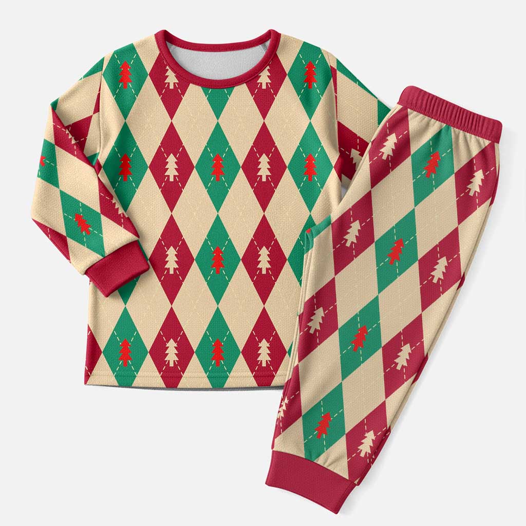 Green And Red Diamond Christmas Pattern Christmas Pajama Set - Wonder Print Shop