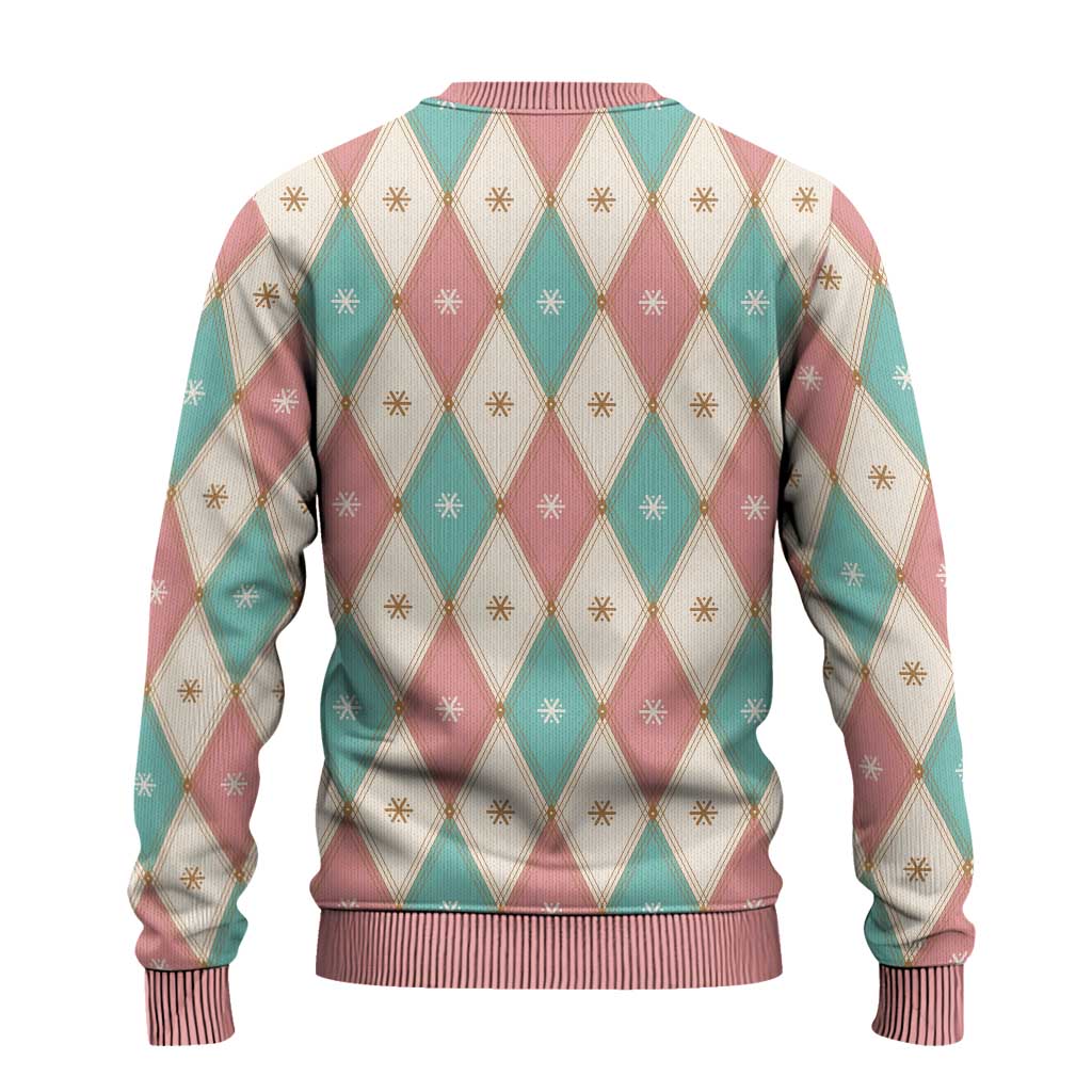 Pastel Snowflake Christmas Argyle Pattern Ugly Christmas Sweater - Wonder Print Shop